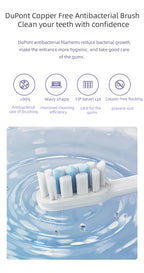 Juego de cepillos de dientes eléctricos sónicos Xiaomi MIJIA T302, 4 cabezales de cepillo, IPX8, resistente al agua, carga inalámbrica, cepillo de dientes electrónico