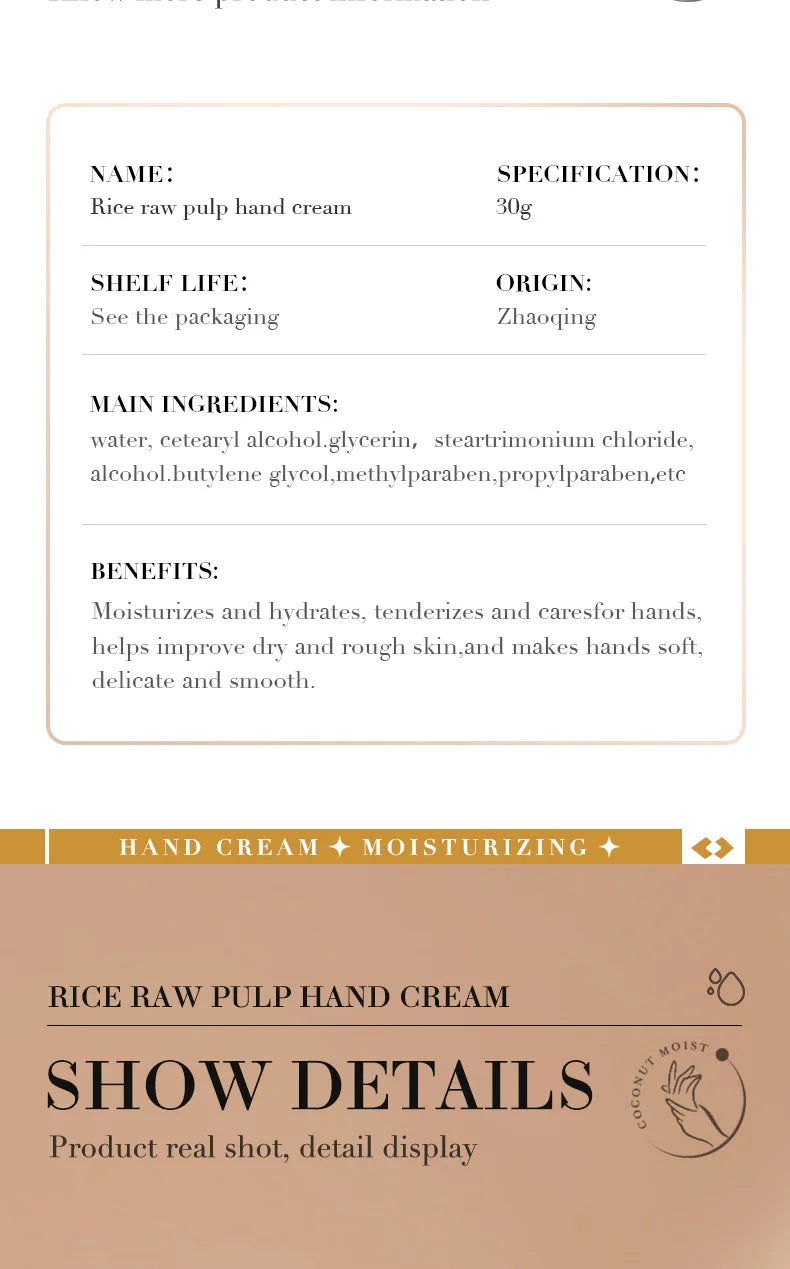 3/5 piezas BIOAQUA Crema de manos de arroz blanco, blanqueadora, hidratante, nutritiva, antienvejecimiento, productos para el cuidado de la piel de las manos