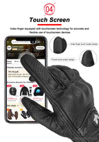 Guantes de cuero Vintage para motocicleta para hombre, Guantes negros resistentes al desgaste con pantalla táctil, antideslizantes, Retro, novedad de verano 2023