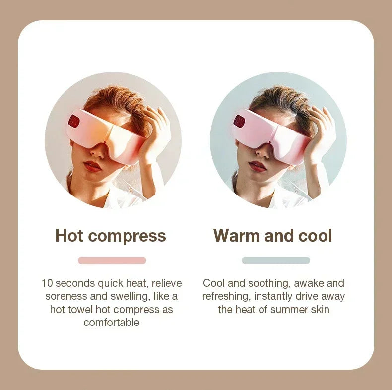 Masajeador de ojos 4D, Airbag inteligente, vibración, instrumento para el cuidado de los ojos, compresa caliente, Bluetooth, gafas de masaje para ojos, fatiga, cuidado antiarrugas