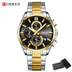 Relojes CURREN para hombre, relojes de lujo de primeras marcas para hombre, cronógrafo Original resistente al agua de acero inoxidable, fase lunar, fecha, esfera giratoria