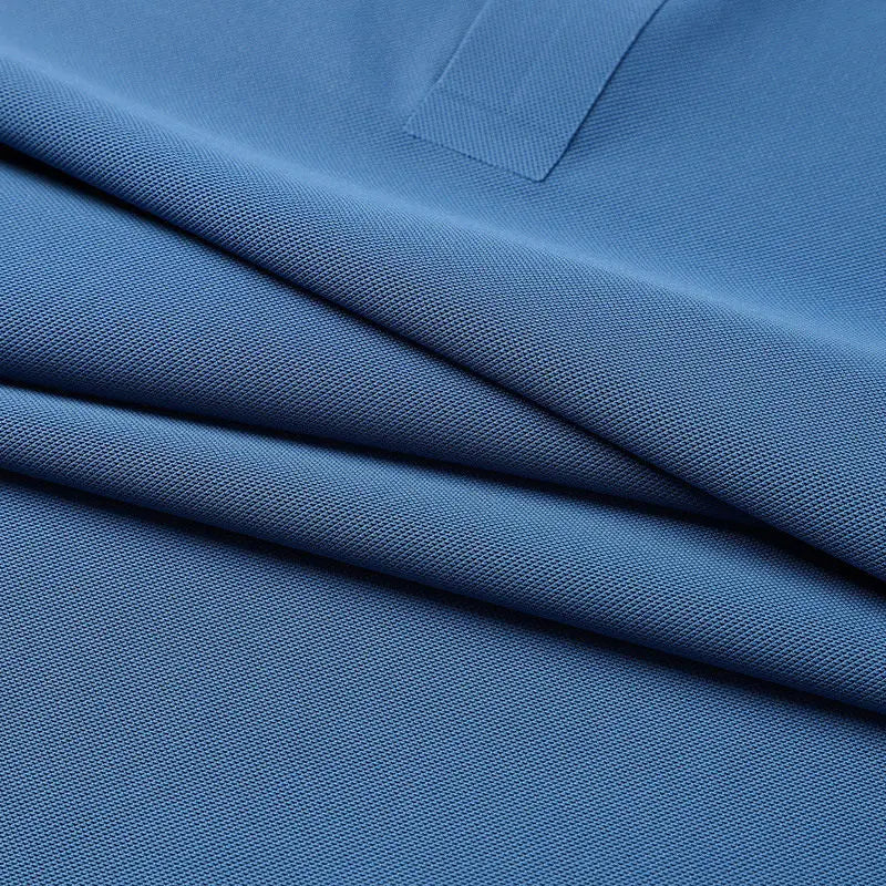 Polo de seda de hielo para hombre, camiseta de manga corta, elástica, sin hierro, fina, ligera, de lujo