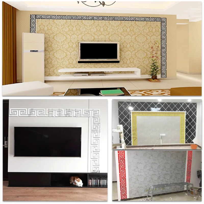 Nuevo 10 Uds. Adhesivo de espejo acrílico con borde de edificio, arte de pared, decoración DIY para el hogar, pegatinas de pared de espejo, decoración para el hogar y la Oficina, 100x100mm