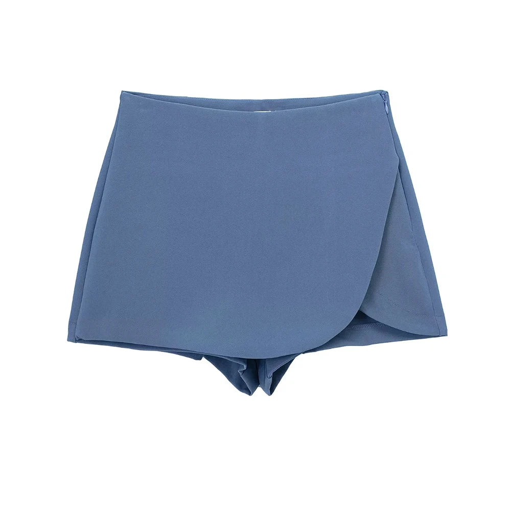 Falda corta estilo pareo a la moda para Mujer, faldas Vintage de cintura alta con cremallera lateral, falda para Mujer