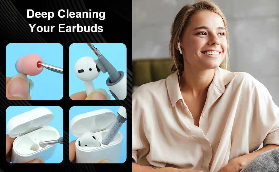 Kit de cepillo de limpieza de teclado 5 en 1, extractor de teclas, limpiador de auriculares para Airpods Pro 1 2 3, caja de auriculares Bluetooth, herramientas de limpieza