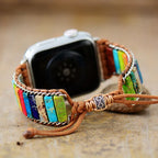 Correa de reloj Aple de piedra Natural, pulsera de pulsera con cuentas bohemias de 38mm/45mm para reloj inteligente Iwatch Series 7, accesorios