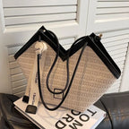 Bolso de hombro de paja para mujer, bolsa de hombro tejida a mano, estilo Retro, ideal para el verano