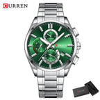 Relojes CURREN para hombre, relojes de lujo de primeras marcas para hombre, cronógrafo Original resistente al agua de acero inoxidable, fase lunar, fecha, esfera giratoria