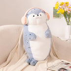 Sello de auriculares de dibujos animados de alta calidad, lontra marina, juguete de peluche, bola, cojín redondo, almohada para niños, regalo de cumpleaños, siesta escolar y sueño