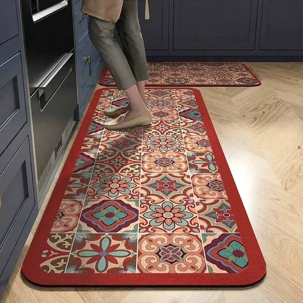 Alfombra de cocina con estampado absorbente, alfombra antideslizante para pasillo, alfombras largas para sala de estar, dormitorio, entrada, felpudo para baño