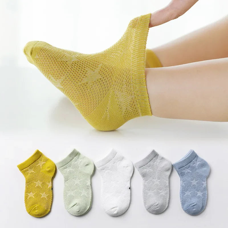 5 pares de calcetines para niños de 1 a 12 años 2025 primavera/verano niños niñas malla calcetines finos transpirables calcetines suaves y cómodos calcetines para niños