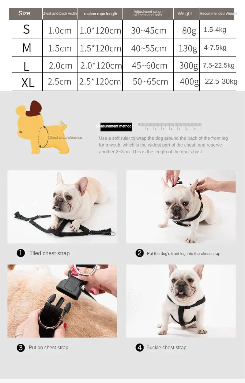 Suministros para mascotas, conjunto de correa para el pecho y la espalda, correa ajustable para perros, correa para caminar para perros