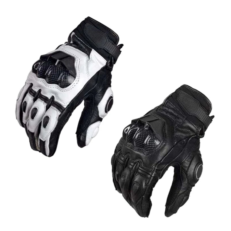 Guantes de moto de cuero PU para hombre, protectores de dedos completos a prueba de viento e impermeables, para montar en moto