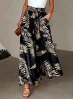 Pantalón largo de pierna ancha para mujer, Pantalón recto con estampado Floral, cintura elástica, ropa de calle Y2k, Capris Maxi elegante holgado de verano