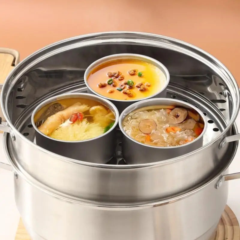 Juego de 1/3/5 Recipientes de Acero Inoxidable para Huevos al Vapor, Ramen, Arroz, Frutas, Ensaladas, Guisos, con Tapas, Tazón para Sopa, Contenedor de Alimentos, Vajilla de Cocina