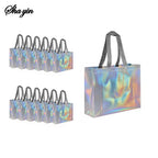 Bolsa de regalo reutilizable plateada, bolsas de compras para comestibles, se aplican a damas de honor, fiesta de cumpleaños, boda, despedida de soltero