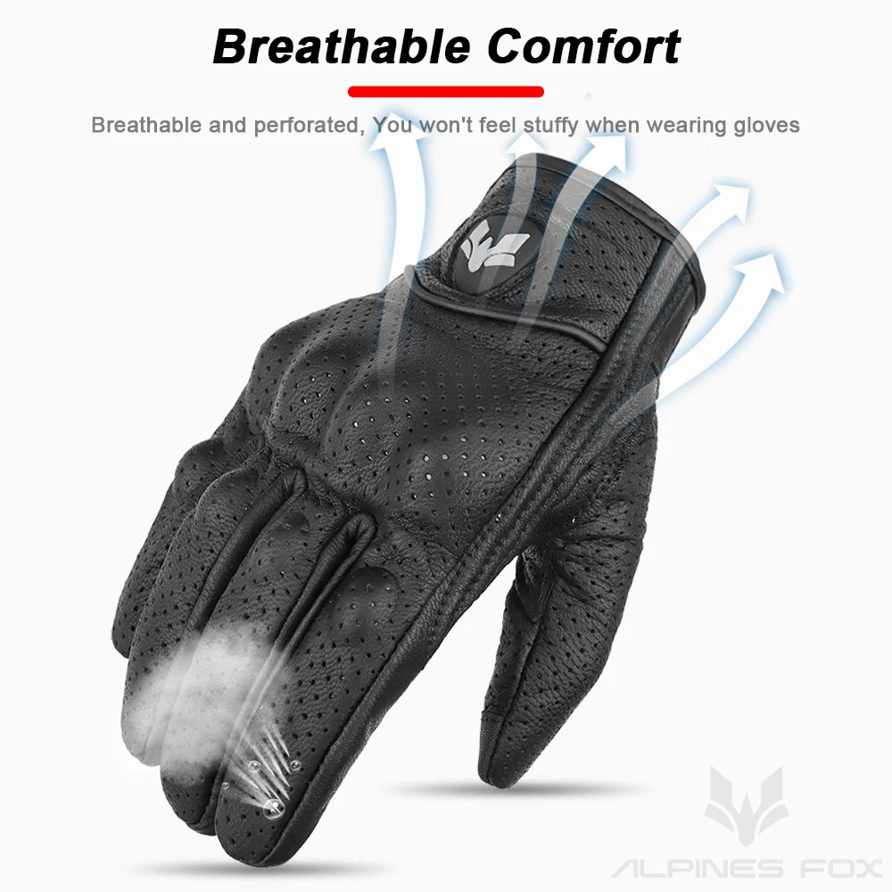 Guantes de cuero Vintage para motocicleta para hombre, Guantes negros resistentes al desgaste con pantalla táctil, antideslizantes, Retro, novedad de verano 2023