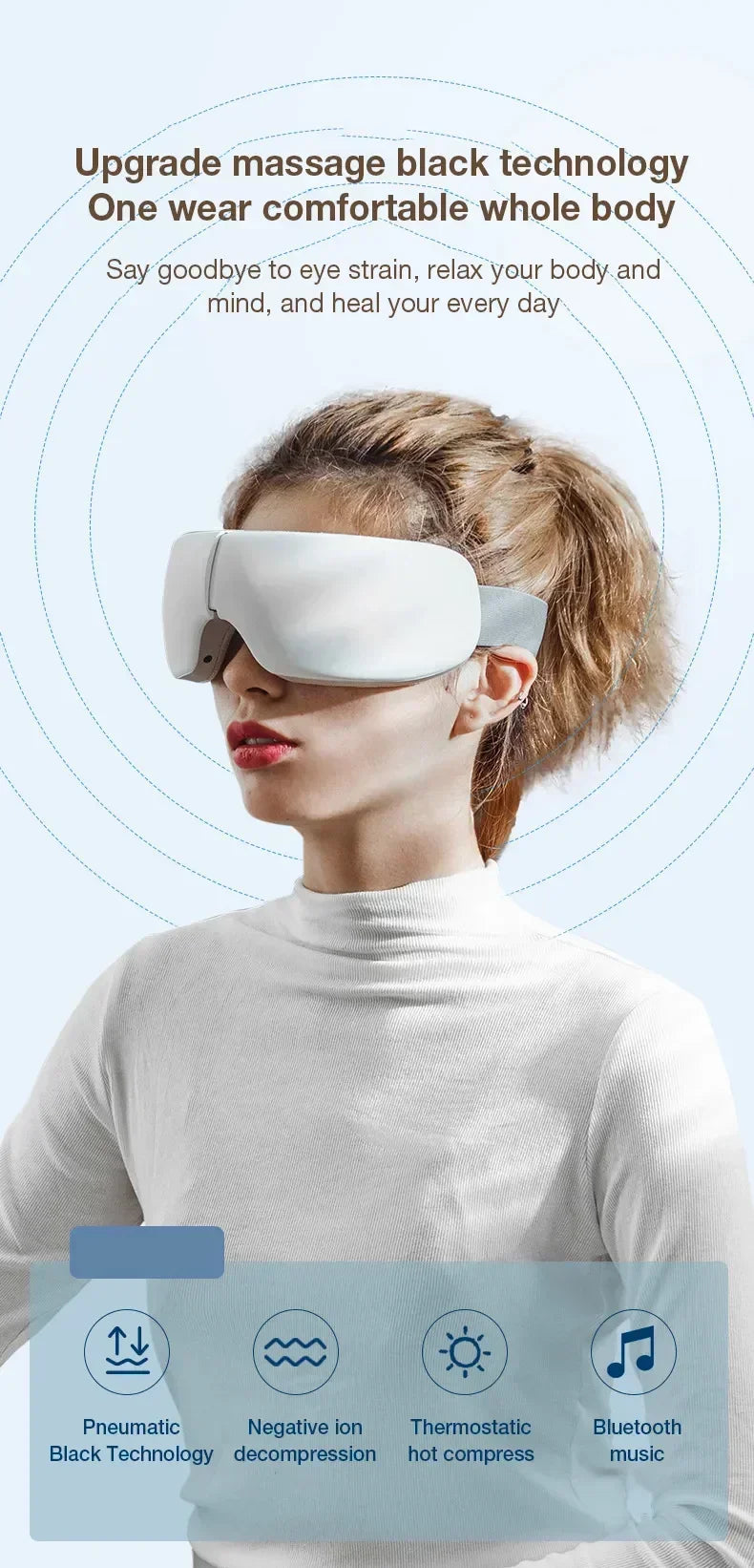 Masajeador de ojos 4D, Airbag inteligente, vibración, instrumento para el cuidado de los ojos, compresa caliente, Bluetooth, gafas de masaje para ojos, fatiga, cuidado antiarrugas