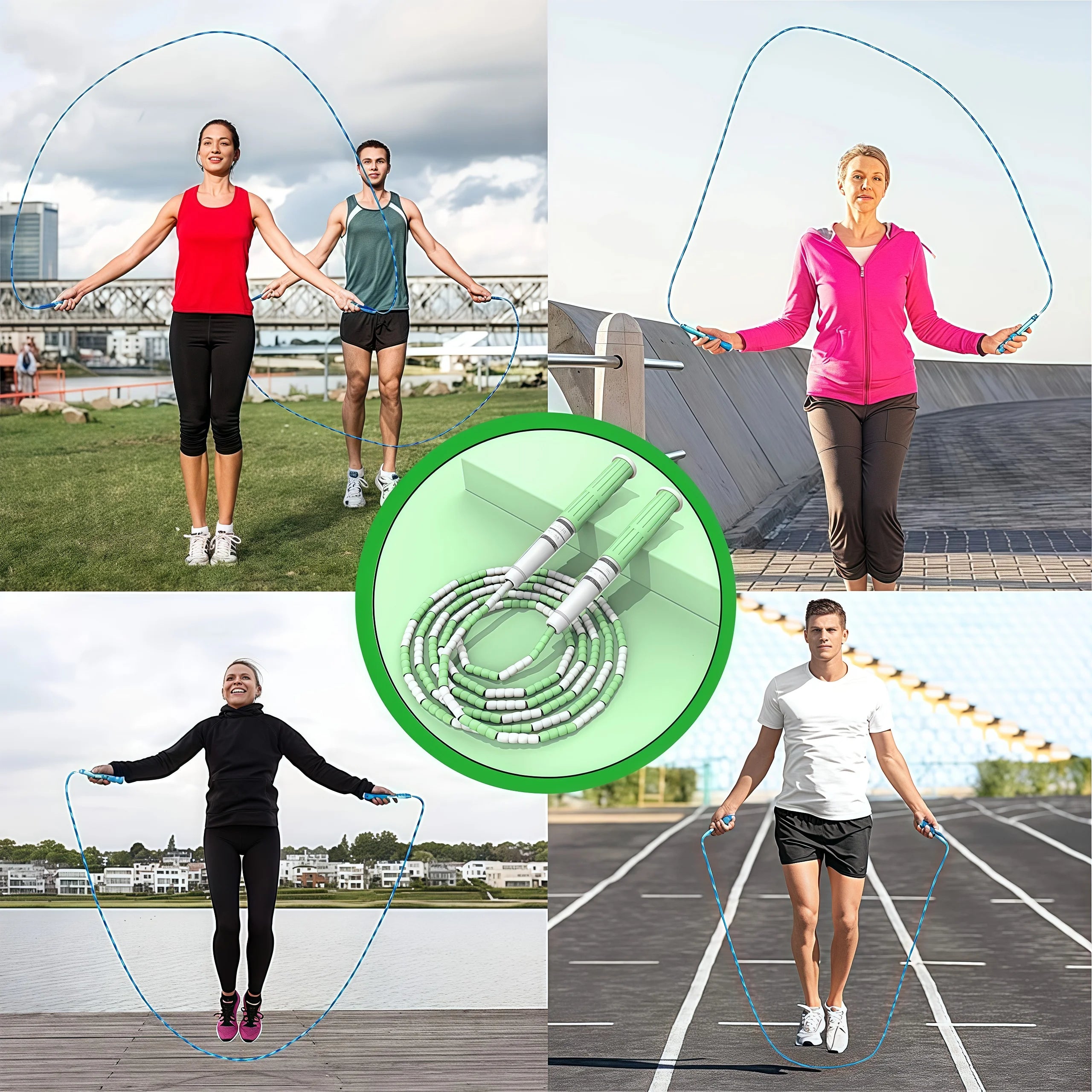 Cuerda para saltar con cuentas suaves para articulación de bambú, cuerda para saltar de Fitness segmentada antideslizante, cuerda deportiva antideslizante profesional para niños