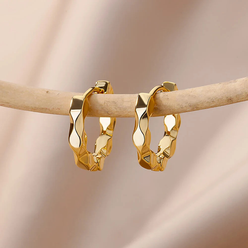 Pendientes redondos elegantes para mujeres y niñas, aretes de aro de acero inoxidable de lujo, joyería estética de compromiso de boda Vintage