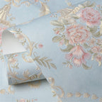 Papel tapiz europeo autoadhesivo flor pastoral pegatinas de pared de lujo autoadhesivo dormitorio sala de estar pared de fondo del hogar wal