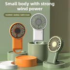 Miniventilador plegable de mano recargable por USB, diseño de dibujos animados con gancho para montañismo, uso en el hogar y la Oficina al aire libre, nuevo