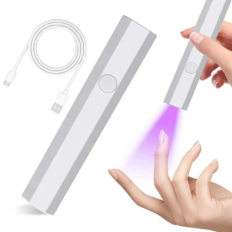 Mini lámpara de uñas portátil de mano para todos los esmaltes de Gel, máquina secadora de uñas USB de secado rápido, lámpara de uñas LED UV, Mini linterna con bolígrafo