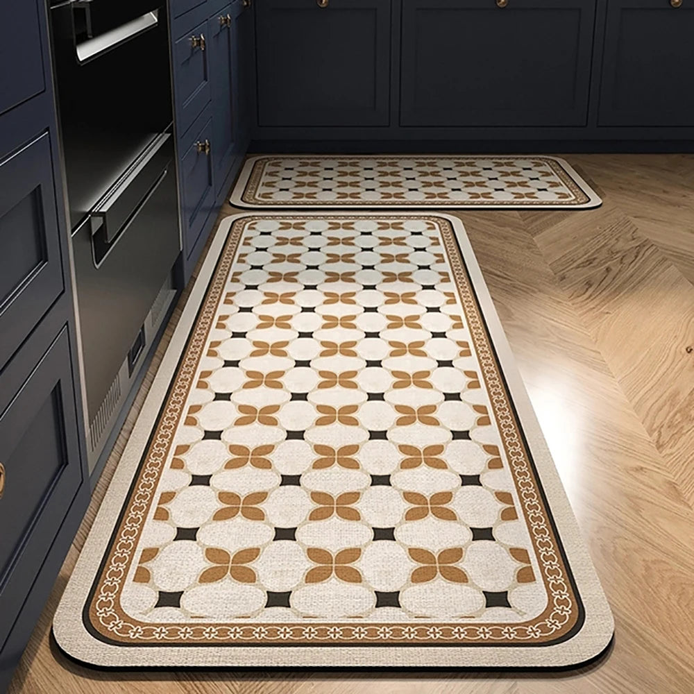 Alfombra de cocina con estampado absorbente, alfombra antideslizante para pasillo, alfombras largas para sala de estar, dormitorio, entrada, felpudo para baño
