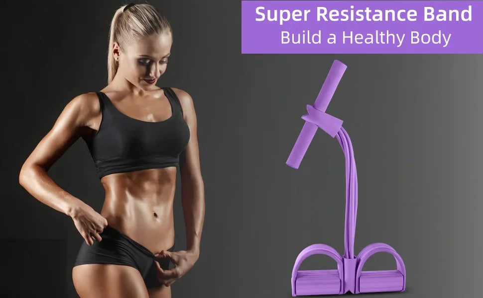 Tensor de banda de resistencia de 4 niveles con asas antideslizantes - Equipo de fitness en casa para entrenamiento muscular abdominal Yoga abdominal