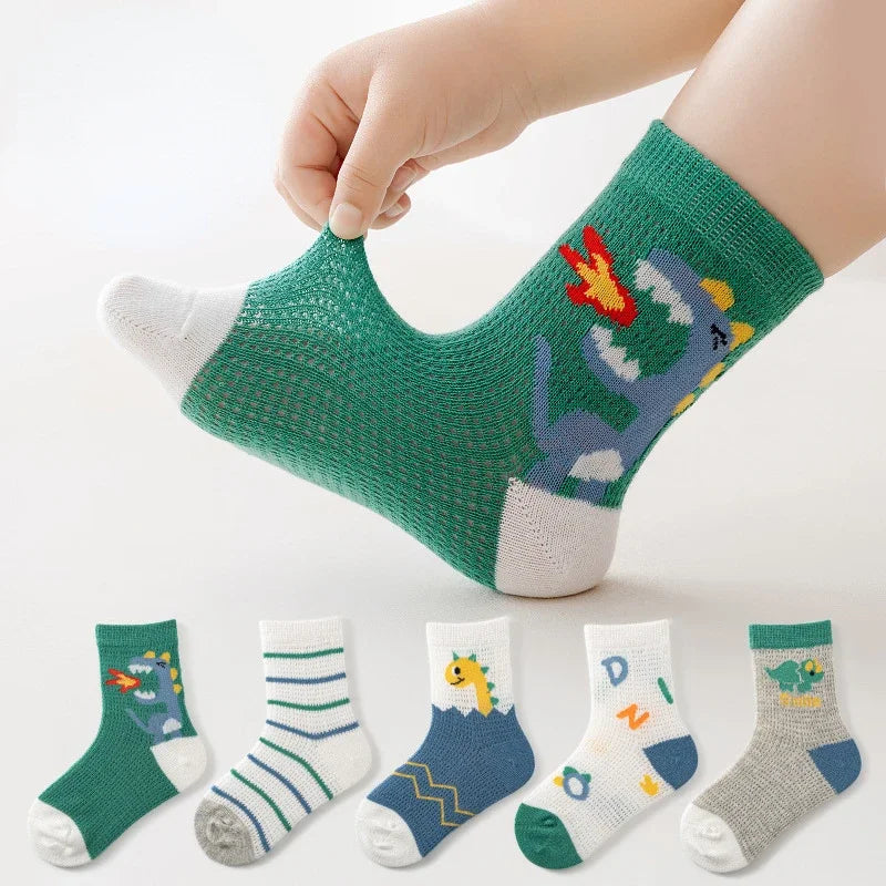 5 pares de calcetines para niños de 1 a 12 años 2025 primavera/verano niños niñas malla calcetines finos transpirables calcetines suaves y cómodos calcetines para niños