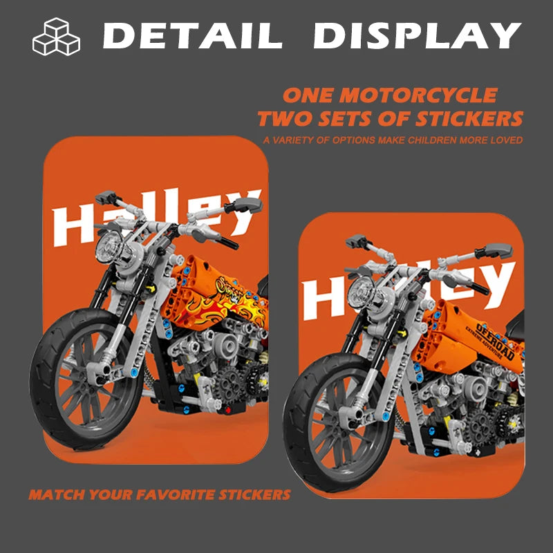 Bloques de construcción modulares para niños, juego de ladrillos de motocicleta técnica, modelo de plástico, regalo