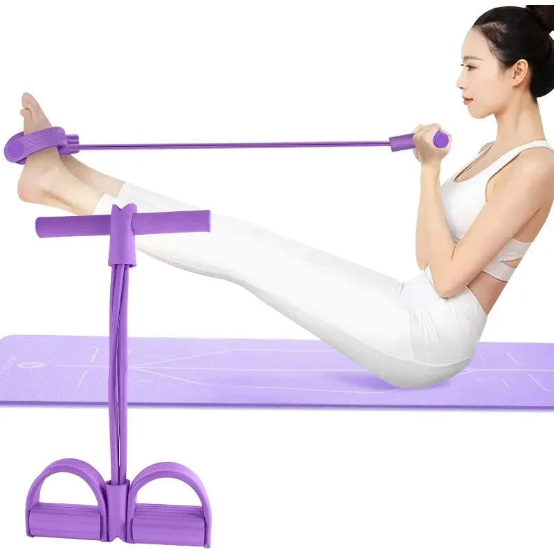 Tensor de banda de resistencia de 4 niveles con asas antideslizantes - Equipo de fitness en casa para entrenamiento muscular abdominal Yoga abdominal