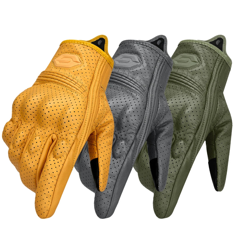 Guantes de Moto transpirables para motocicleta, Guantes de cuero para Motocross, Guantes de ciclismo para motorista, Guantes para montar en Moto con pantalla táctil