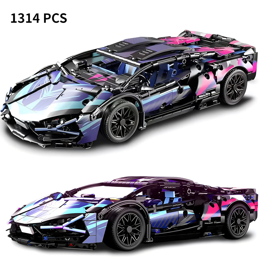 Modelo de coche deportivo de carreras técnico, bloques de construcción técnicos para adultos 1:14, supercoche DIY, rompecabezas de ladrillos, juguetes para niños y adultos, regalo (1314 + grano)