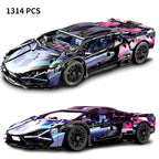 Modelo de coche deportivo de carreras técnico, bloques de construcción técnicos para adultos 1:14, supercoche DIY, rompecabezas de ladrillos, juguetes para niños y adultos, regalo (1314 + grano)