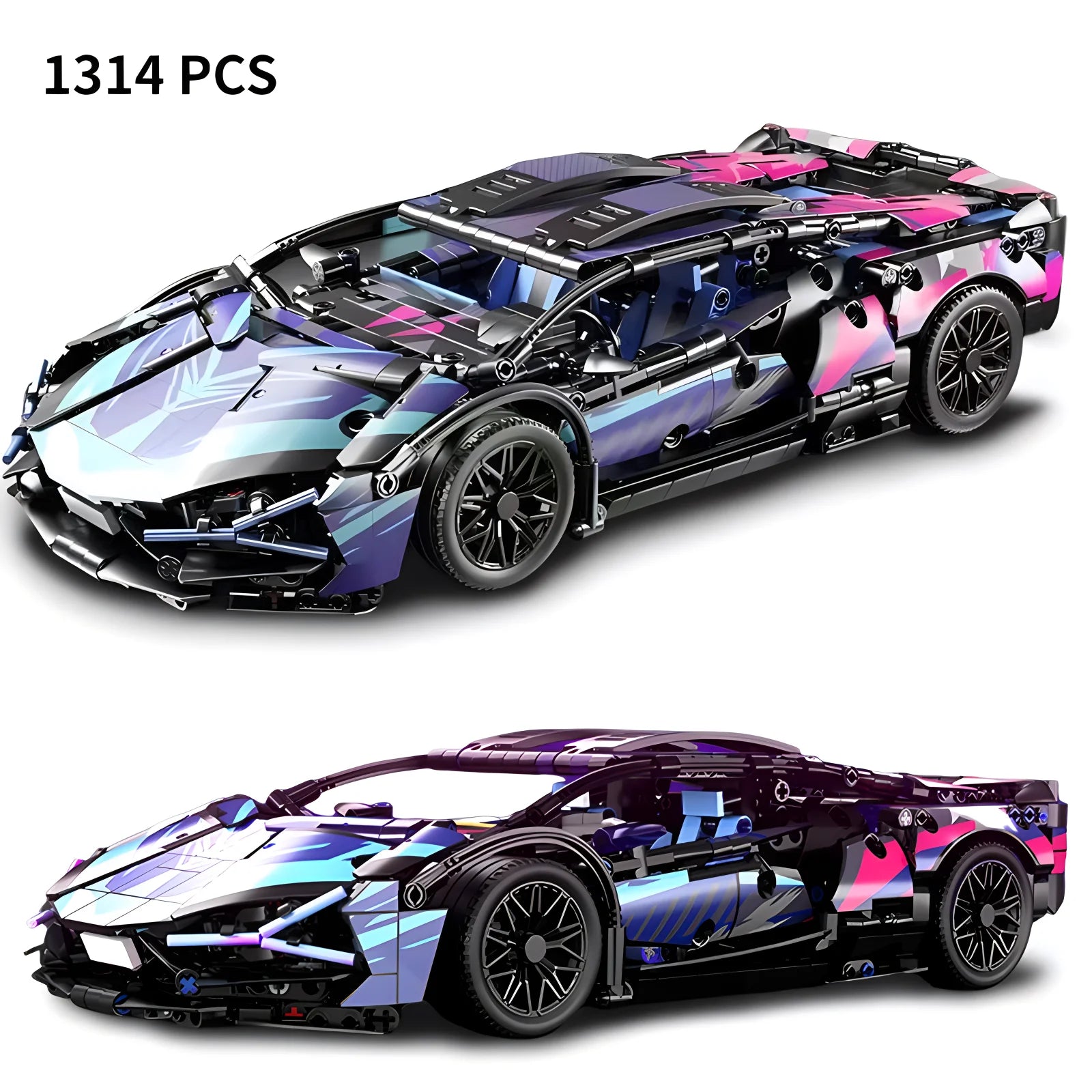 Modelo de coche deportivo de carreras técnico, bloques de construcción técnicos para adultos 1:14, supercoche DIY, rompecabezas de ladrillos, juguetes para niños y adultos, regalo (1314 + grano)