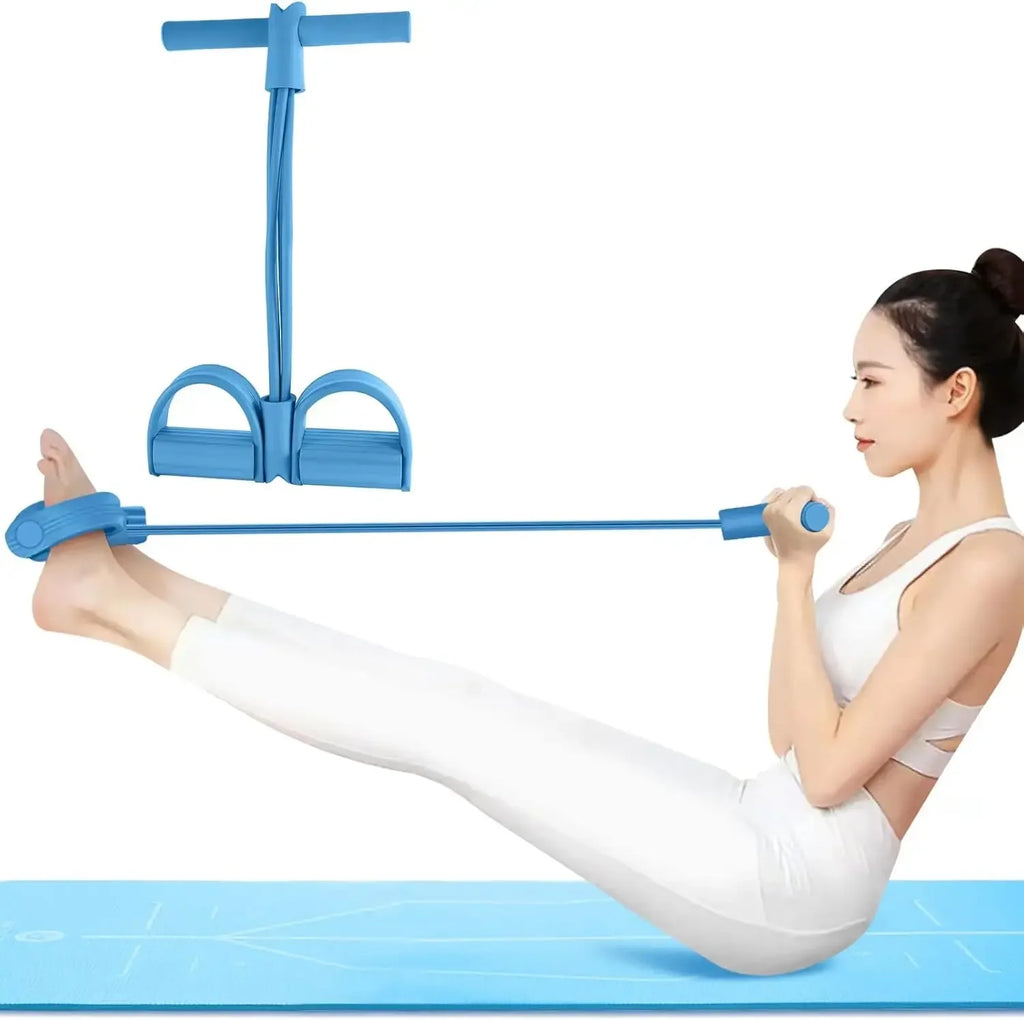 Tensor de banda de resistencia de 4 niveles con asas antideslizantes - Equipo de fitness en casa para entrenamiento muscular abdominal Yoga abdominal