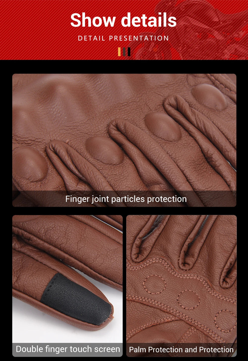 Guantes de Moto transpirables para motocicleta, Guantes de cuero para Motocross, Guantes de ciclismo para motorista, Guantes para montar en Moto con pantalla táctil