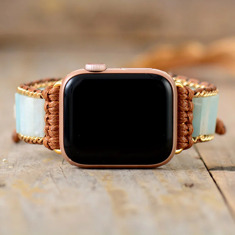 Correa de reloj Aple de piedra Natural, pulsera de pulsera con cuentas bohemias de 38mm/45mm para reloj inteligente Iwatch Series 7, accesorios