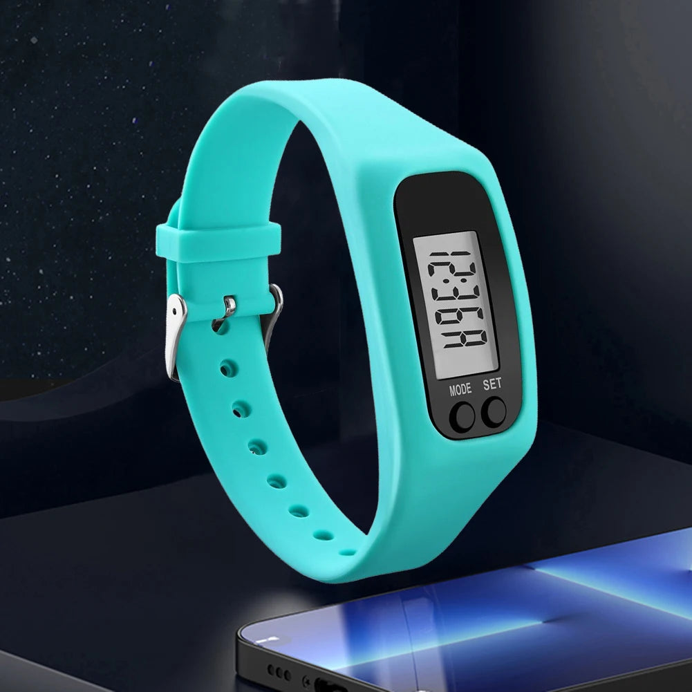 Pulsera con podómetro LED para adultos y niños, reloj de Fitness multifunción con pantalla de tiempo, contador de pasos, contador de calorías, 12/24H