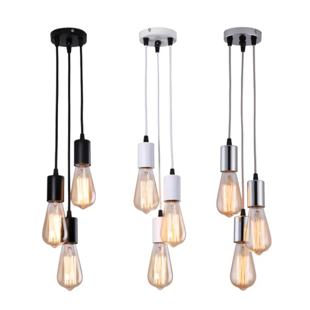 Luces colgantes lineales E27 Simple negro/blanco/plata 90-260v Bar cafetería accesorios de iluminación interior decoración lámpara colgante restaurante