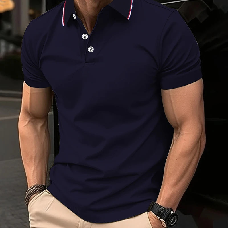 2025 gran oferta, Polo cómodo y transpirable informal de verano para hombre, camiseta de manga corta de Color sólido de alta calidad para hombre