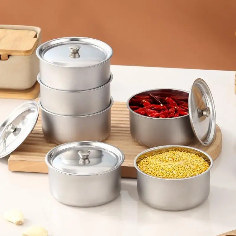 Juego de 1/3/5 Recipientes de Acero Inoxidable para Huevos al Vapor, Ramen, Arroz, Frutas, Ensaladas, Guisos, con Tapas, Tazón para Sopa, Contenedor de Alimentos, Vajilla de Cocina