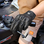 Guantes de cuero Vintage para motocicleta para hombre, Guantes negros resistentes al desgaste con pantalla táctil, antideslizantes, Retro, novedad de verano 2023
