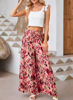 Pantalón largo de pierna ancha para mujer, Pantalón recto con estampado Floral, cintura elástica, ropa de calle Y2k, Capris Maxi elegante holgado de verano