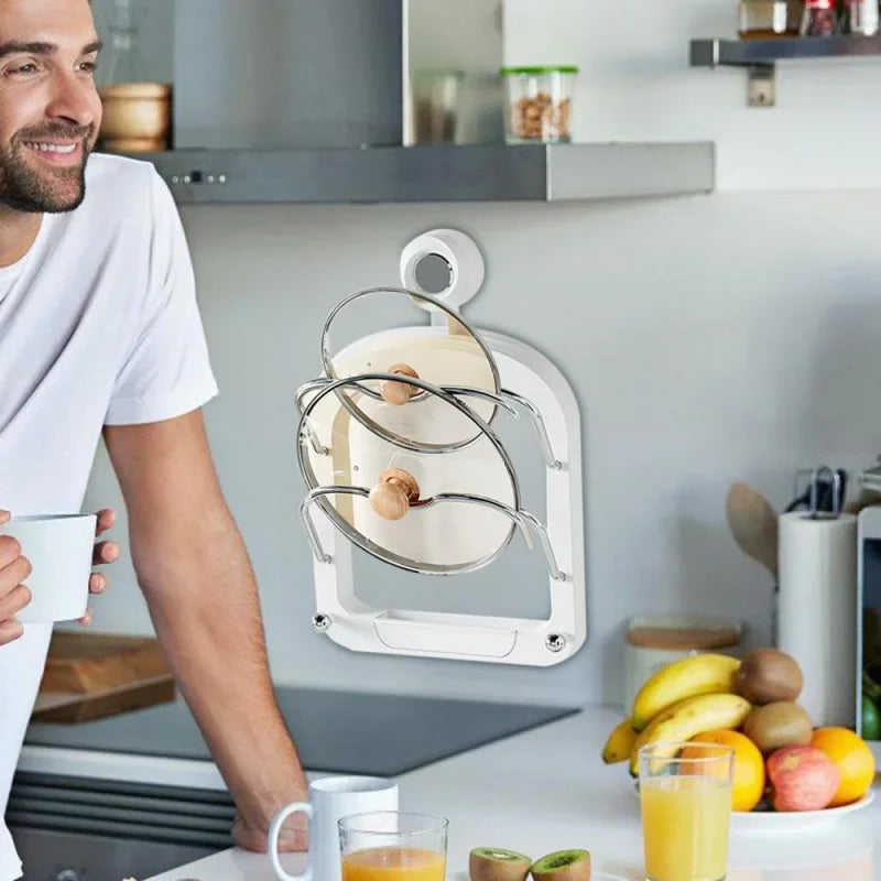 Estante organizador de cocina para colgar en la pared, estante para cubrir ollas, tapa de olla multicapa, estante multifuncional de Metal, estante de almacenamiento para tapas de ollas