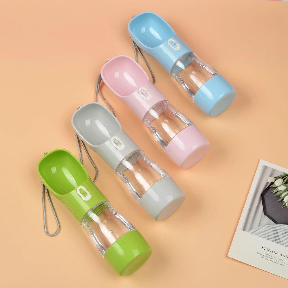 Dispensador portátil de botellas de agua para perros 2 en 1, alimentador de agua y comida para mascotas, cuencos para caminar al aire libre, senderismo, para gatos pequeños y perros