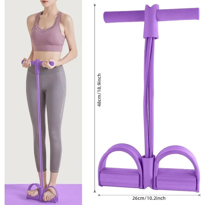 Tensor de banda de resistencia de 4 niveles con asas antideslizantes - Equipo de fitness en casa para entrenamiento muscular abdominal Yoga abdominal