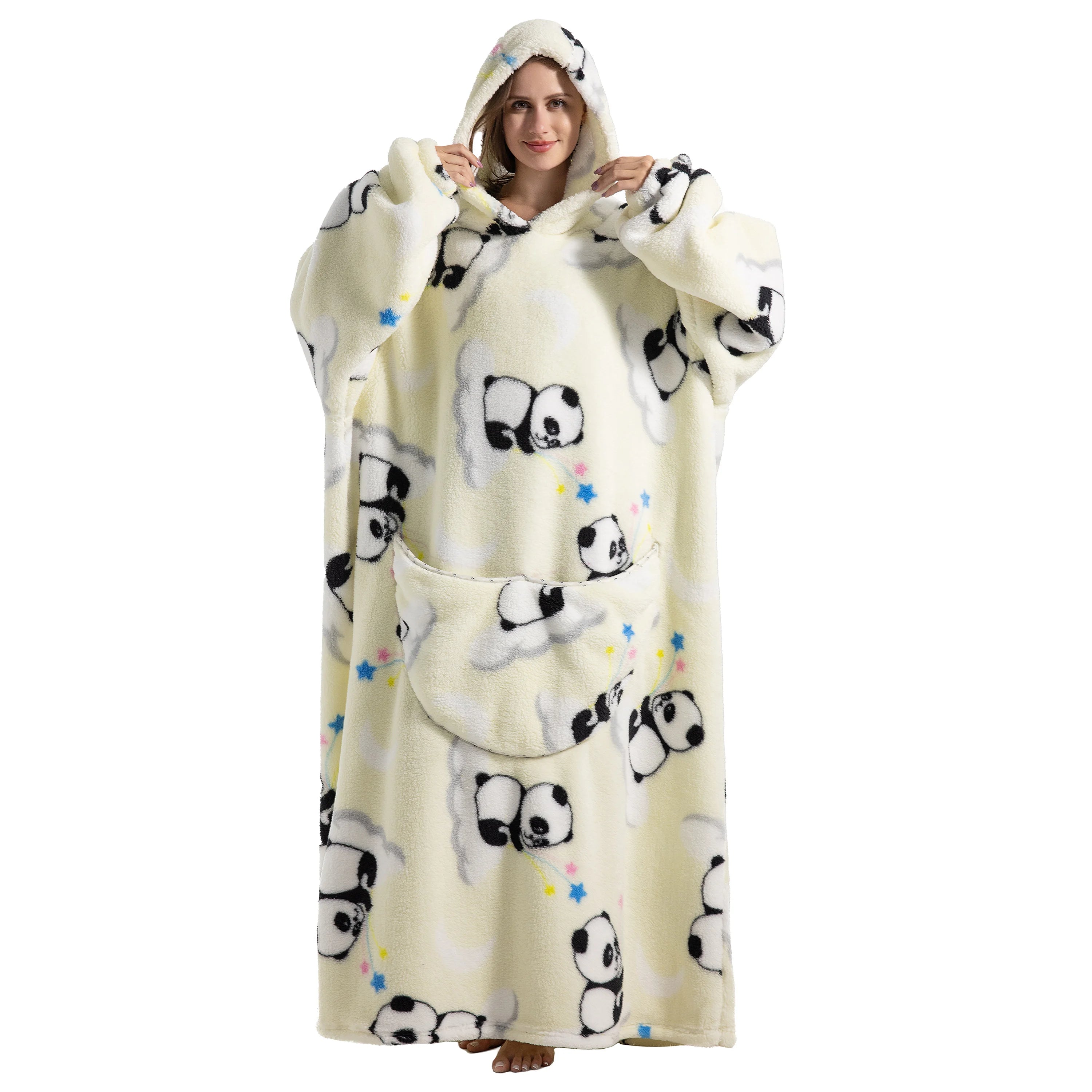 2023 nueva manta usable de TV de gran tamaño Extra larga cálida lana de felpa invierno Sherp Sudadera con capucha hombres mujeres sudadera suave regalos