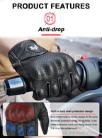 Guantes de cuero Vintage para motocicleta para hombre, Guantes negros resistentes al desgaste con pantalla táctil, antideslizantes, Retro, novedad de verano 2023